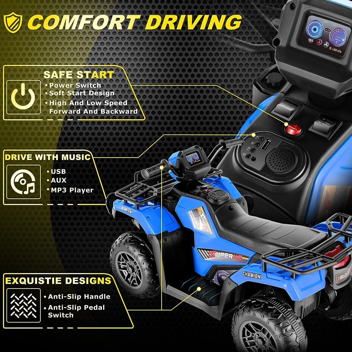 Electric Quad Ride-On Car for Kids Ages 2-9: 12V Battery-Powered 4-Wheeler