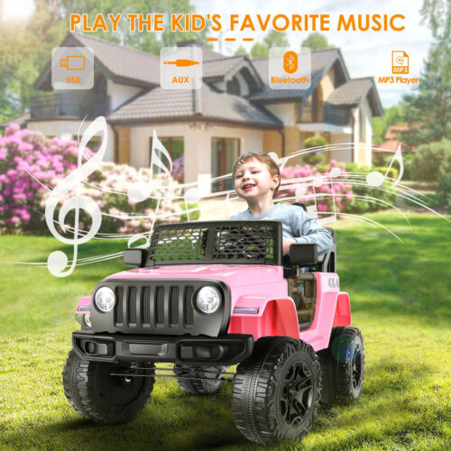 Electric Kids Ride-On Car Truck with LED Lights, Remote Control, and Bluetooth Music