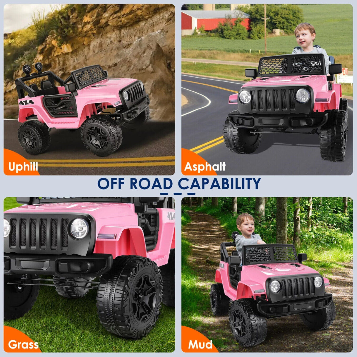 Electric Kids Ride-On Car Truck with LED Lights, Remote Control, and Bluetooth Music