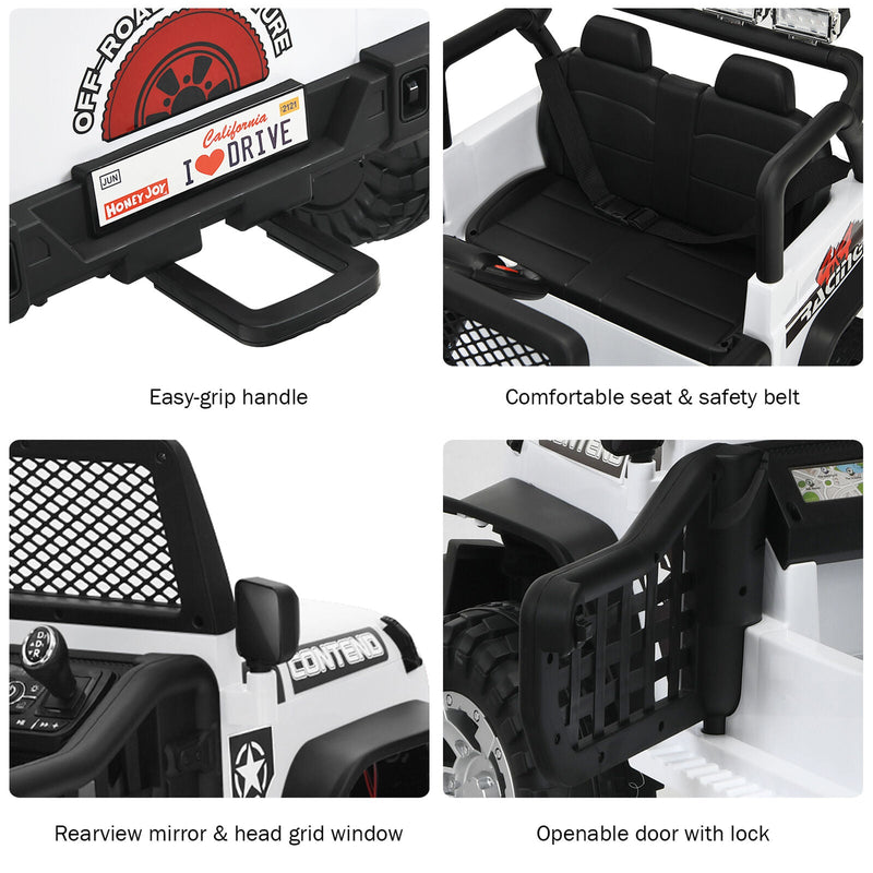 Electric Kids Ride On Car Truck with MP3 Player and Remote Control - White