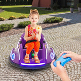 Electric Kids Ride-On Car with Remote Control and Flashing LED Lights - Purple
