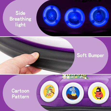 Electric Kids Ride-On Car with Remote Control and Flashing LED Lights - Purple