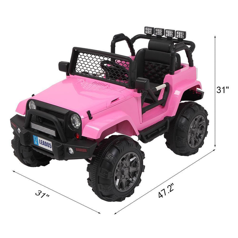 Electric Kids Ride-On Car with Remote Control and LED Music - Pink