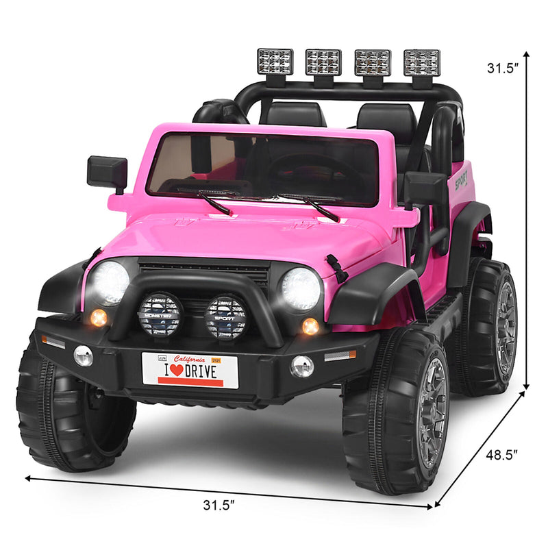 Electric Kids Ride On Car with Remote Control and Music - Pink with Storage Box