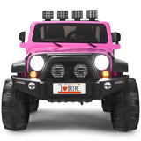 Electric Kids Ride On Car with Remote Control and Music - Pink with Storage Box