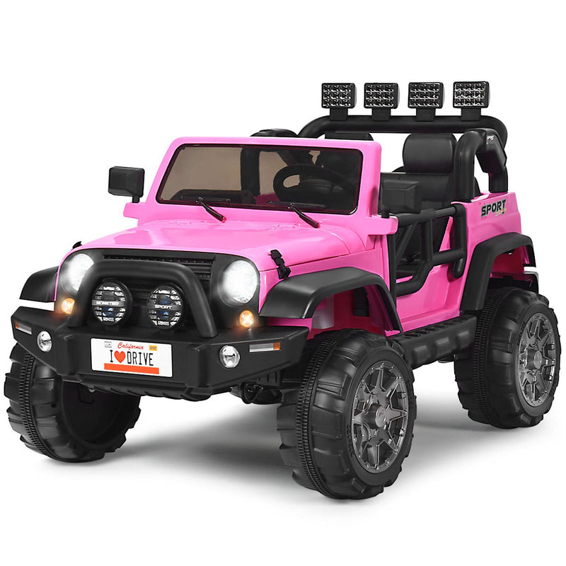 Electric Kids Ride On Car with Remote Control and Music - Pink with Storage Box