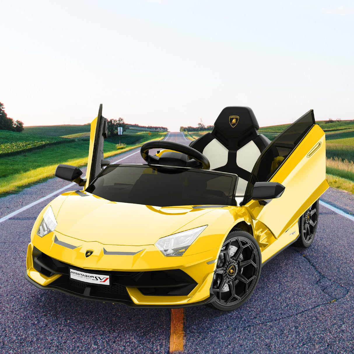 Electric Kids Ride On Car with Remote Control, LED Light, and Music - 12V Battery Powered