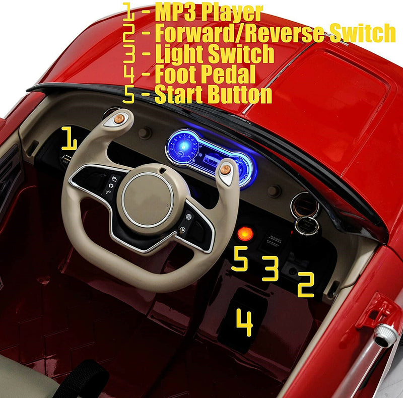 Electric Kids Ride-On Car with Scissor Doors and Safety Belts - Perfect Gift for Children (12V)