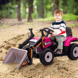 Electric Kids Ride-On Excavator with Remote Control - Rose Red