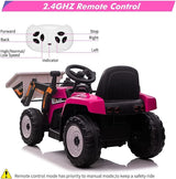 Electric Kids Ride-On Excavator with Remote Control - Rose Red