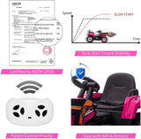 Electric Kids Ride-On Excavator with Remote Control - Rose Red