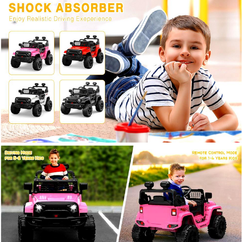 Electric Kids Ride-On Jeep SUV with 2 Speeds, Remote Control, LED Lights, and Music