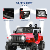 12V Electric Ride-On JEEP Truck for Kids with LED Lights and Remote Control - USB Compatible