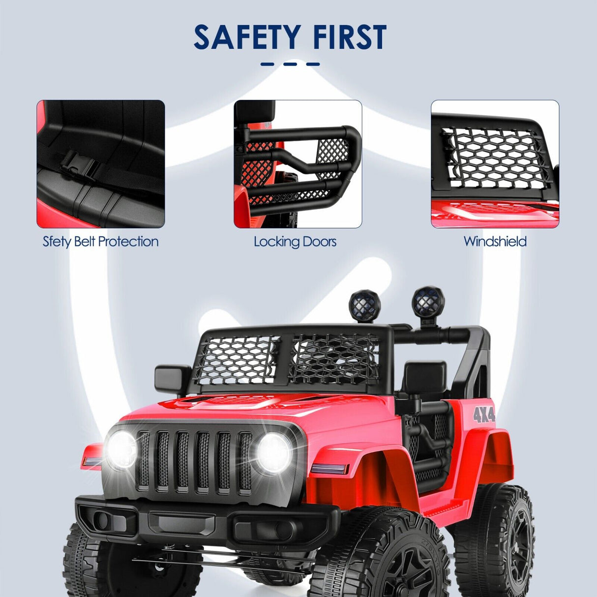 JEEP LED Ride On Car with Remote Control, USB, and MP3 for Kids