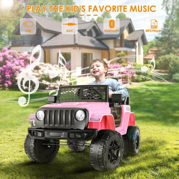 JEEP LED Ride On Car with Remote Control, USB, and MP3 for Kids