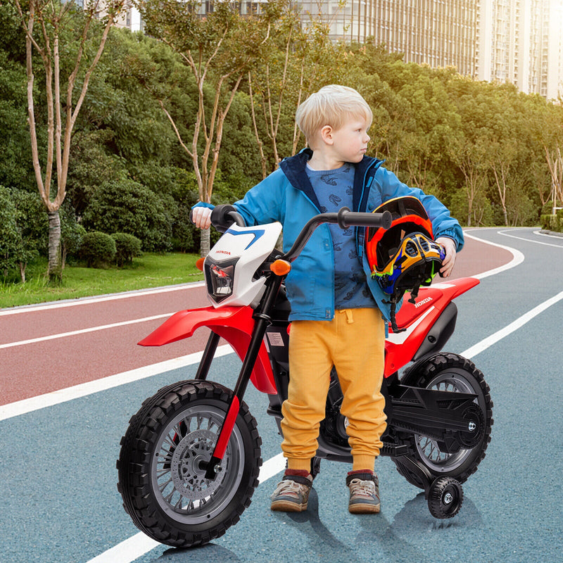 Electric Kids Ride-on Motorcycle with Training Wheel, Headlight, and Sound Effects