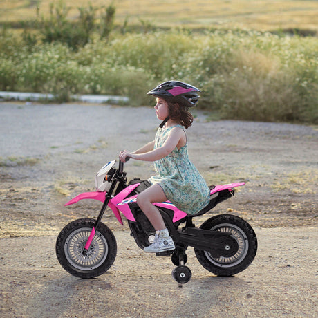 Electric Kids Ride-on Motorcycle with Training Wheel, Headlight, and Sound Effects