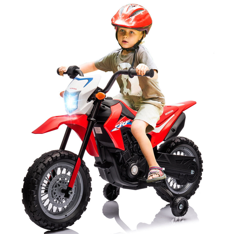 Electric Kids Ride-on Motorcycle with Training Wheel, Headlight, and Sound Effects