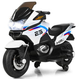 Electric Kids Ride On Motorcycle with Training Wheels - White (12V)