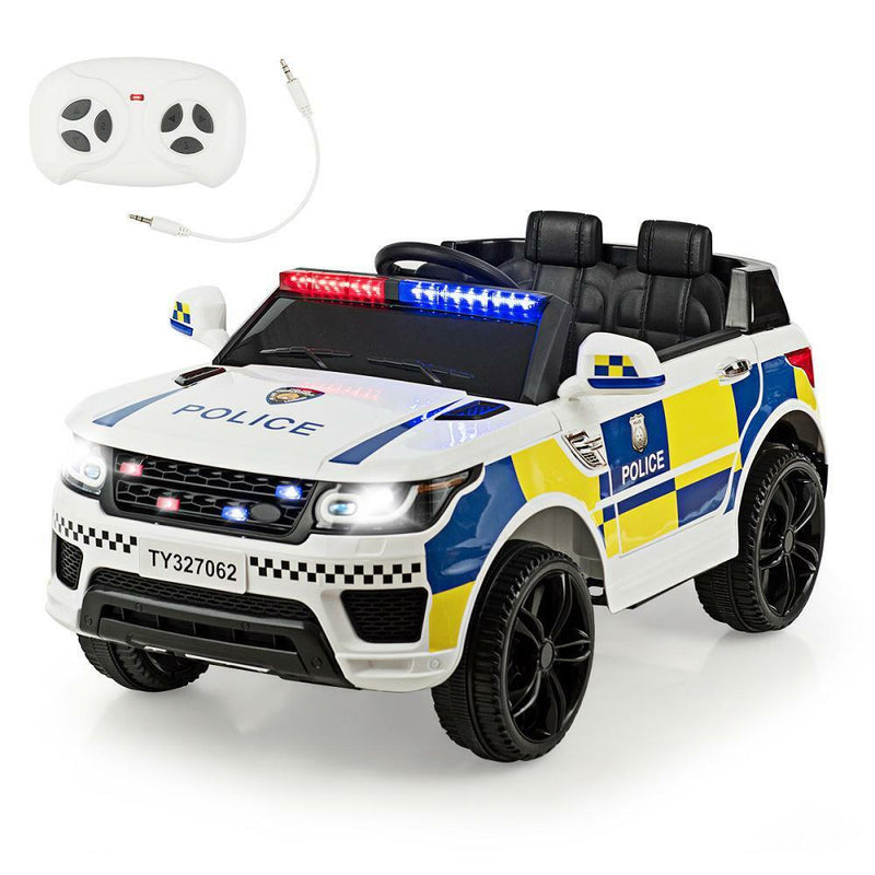 Electric Kids Ride-On Police Car with Remote Control, Music, and Headlights - MP3 Compatible