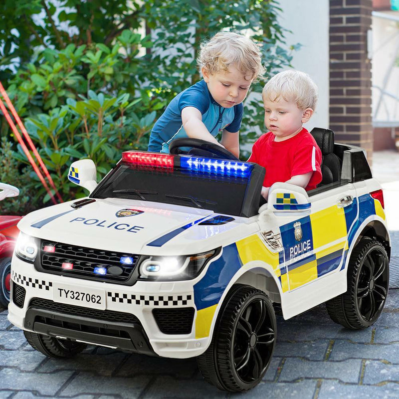 Electric Kids Ride-On Police Car with Remote Control, Music, and Headlights - MP3 Compatible