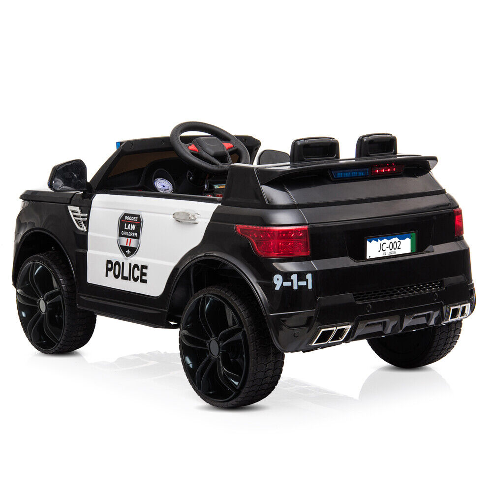 Electric Kids Ride On Police SUV with Remote Control and Music - Black