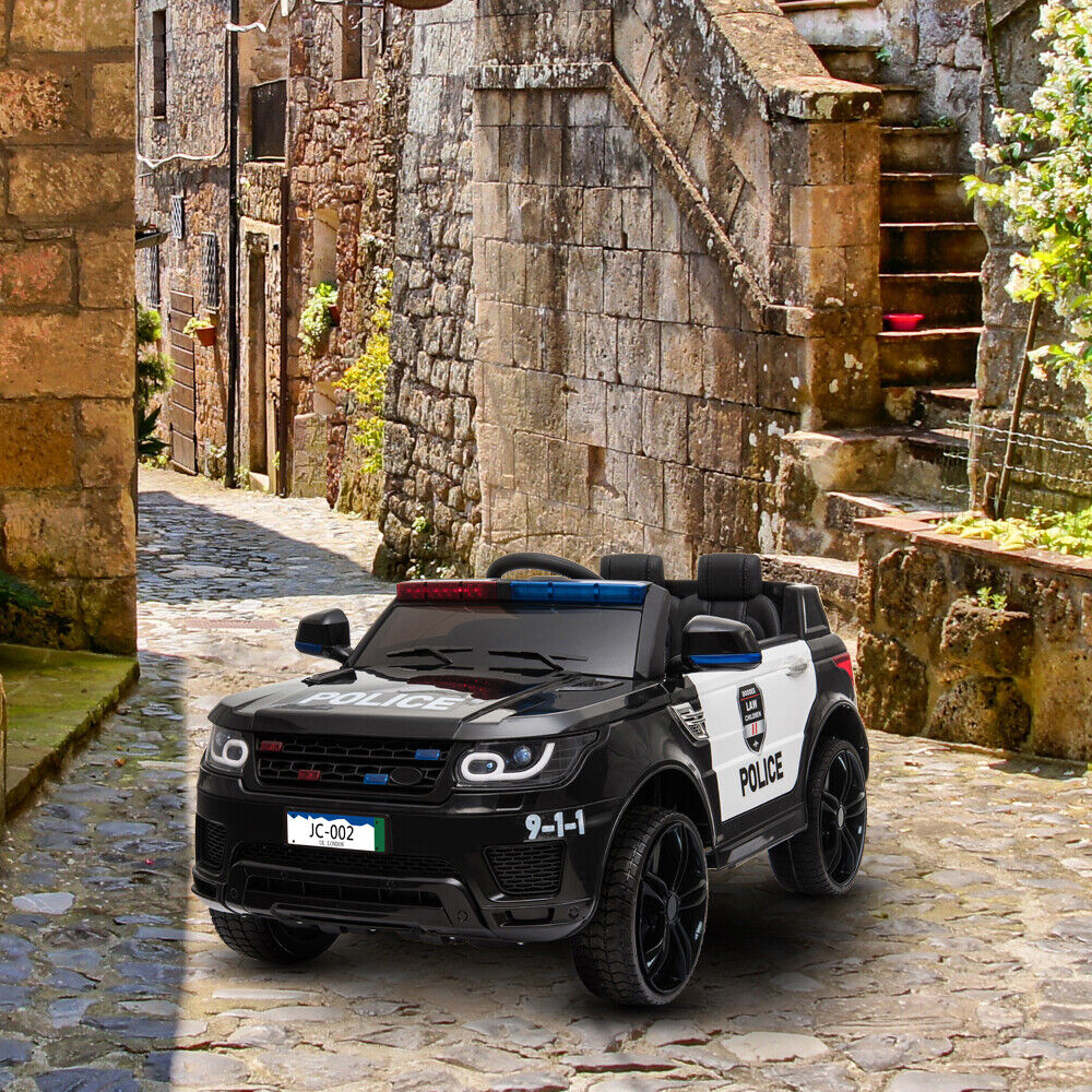 Electric Kids Ride On Police SUV with Remote Control and Music - Black