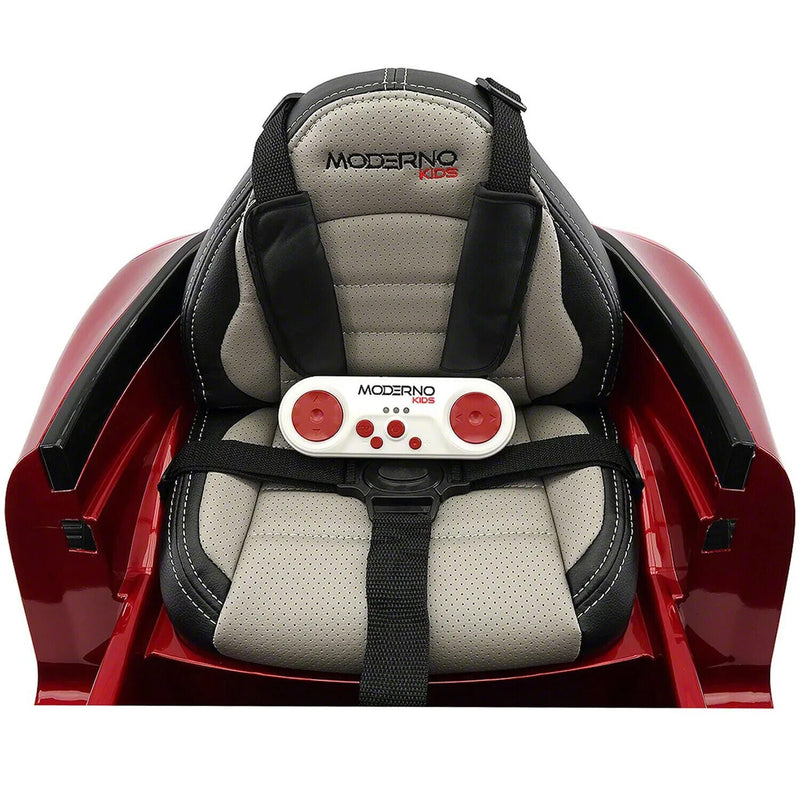 Electric Kids Ride-On Roadster Sports Car with PU Leather Seat, 2 Speeds, Lights, and Remote Control