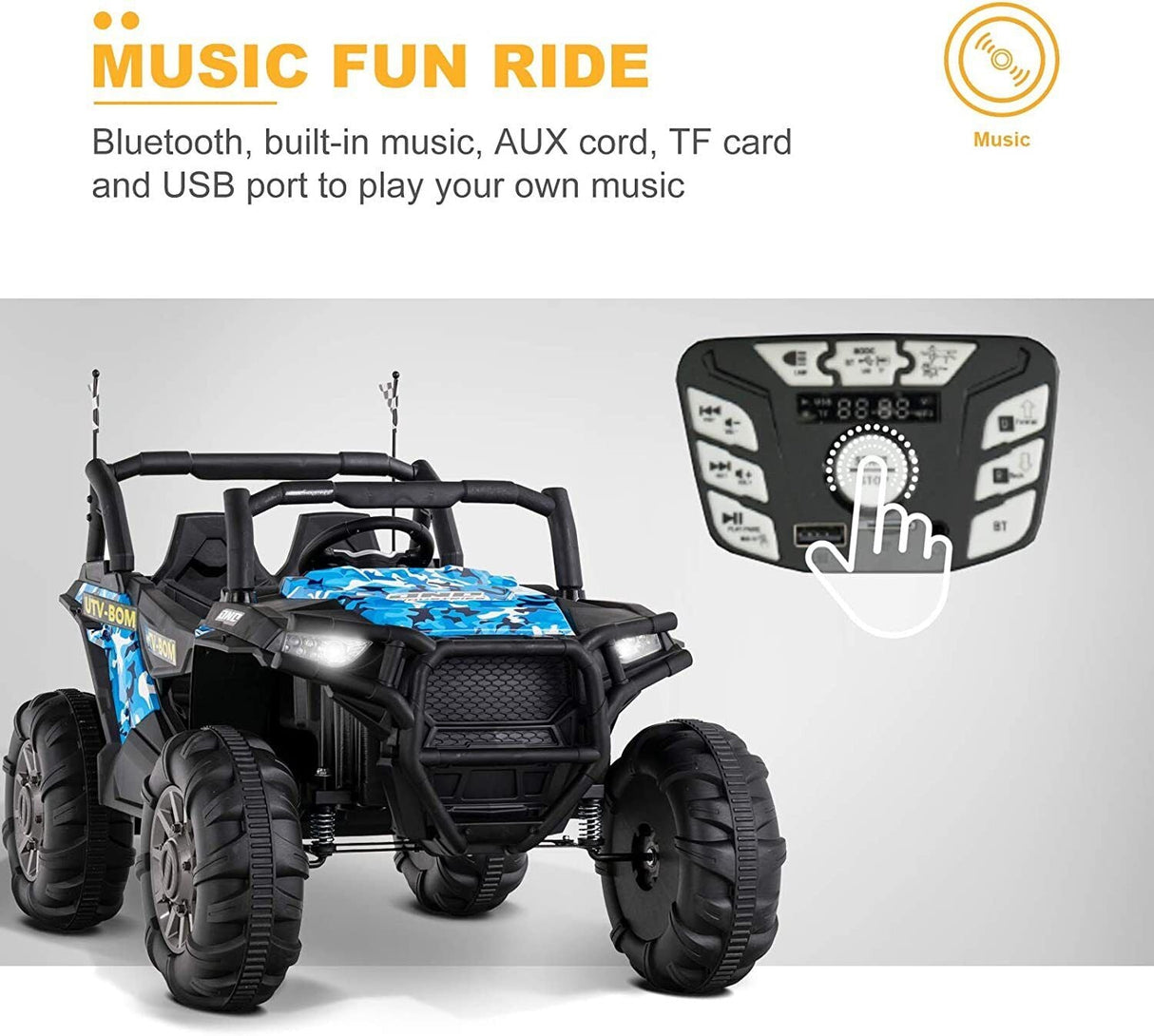 Electric Kids Ride-On SUV Truck with Music and Remote Control - 3 Speed Options