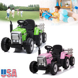 Electric Kids Ride On Tractor with Remote Control and Trailer - 12V Battery Powered Toy