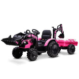 12V Electric Ride On Tractor Toy with Remote Control, Trailer, and LED Light - Perfect Gift for Kids