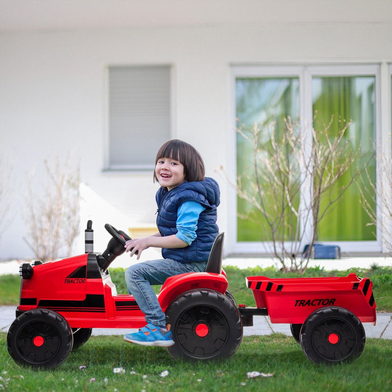 Electric Kids Ride-On Tractor with Trailer Toy - Perfect for Christmas Fun!