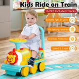 Electric Kids Ride On Train Set with Hidden Storage and 16-Piece Track