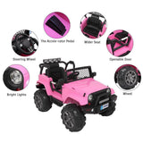 Electric Kids Ride On Truck Car Toy with MP3 Player and Remote Control - 3 Speeds, 12V, Pink