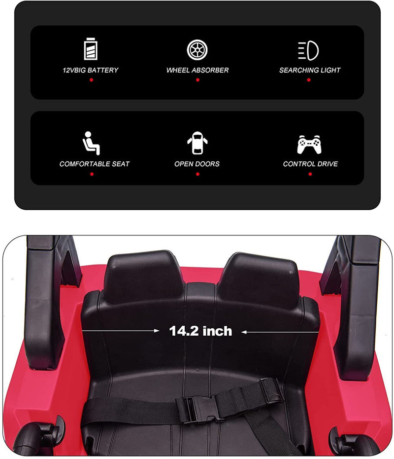 Electric Kids Ride-On Truck with Remote Control and LED Lights - 12V Battery Powered, 1-Seater