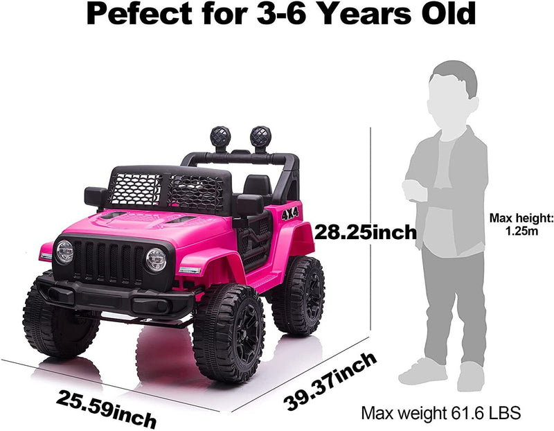 Electric Kids Ride-On Truck with Remote Control and LED Lights - 12V Battery Powered, 1-Seater