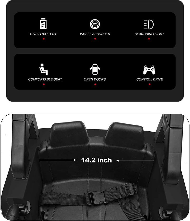 Electric Kids Ride-On Truck with Remote Control and LED Lights - 12V Battery Powered, 1-Seater