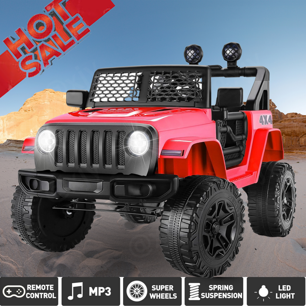 Electric Kids Ride On Truck with Remote Control and MP3 Player - 12V Battery Powered Toy Car