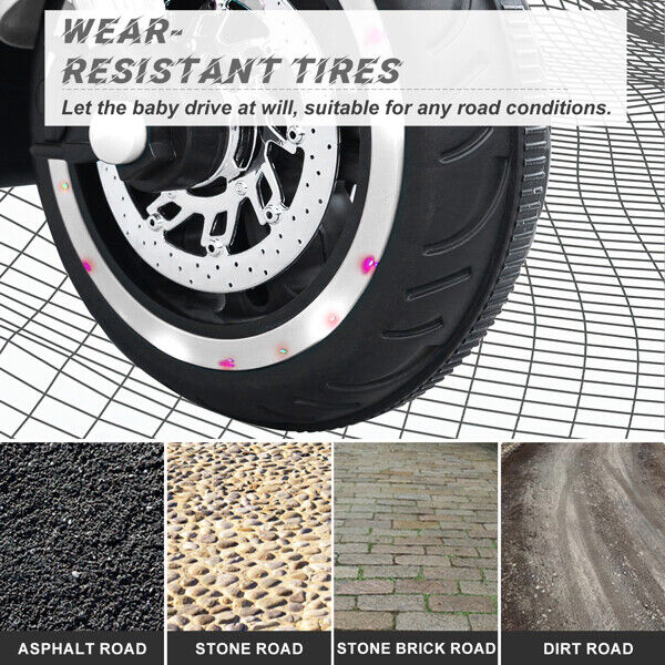 Electric Kids Touring Motorbike with LED Lights - 12V Battery Powered in White