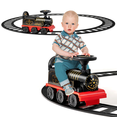 Electric Kids Train Toy with Unique Design & Stickers - Black