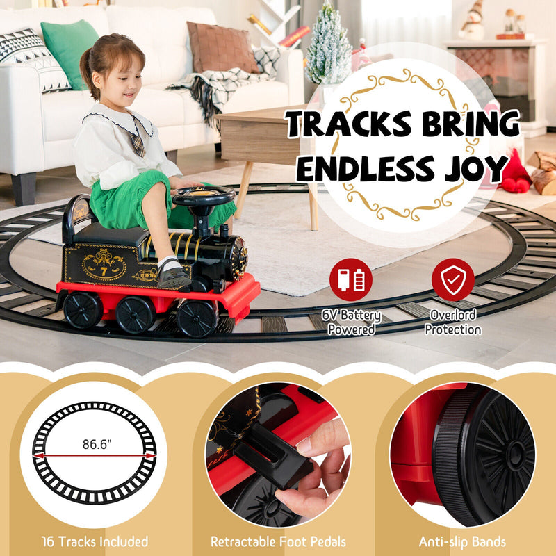 Electric Kids Train Toy with Unique Design & Stickers - Black