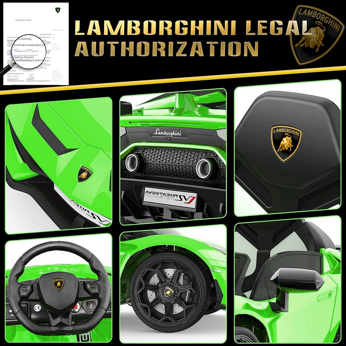 Electric Lamborghini Ride On Car for Kids with Remote Control and MP3 - Perfect Gift for Boys and Girls (12V)