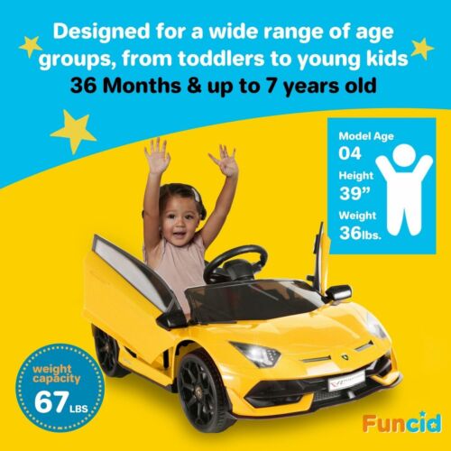 Electric Lamborghini Ride-On Car for Kids with Remote Control and MP3 Player - 12V Toy for Children