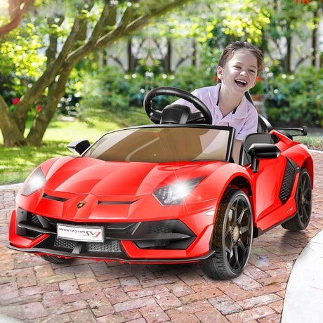12V Licensed Lamborghini Car Toy with LED Headlights and Hydraulic Door for an Exciting Ride-On Experience
