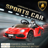 12V Licensed Lamborghini Ride-On Car with 3 Speeds, RC Headlights, and Hydraulic Doors