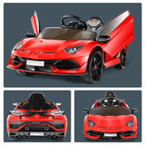 Licensed Lamborghini Electric Ride On Car with 3 Speeds, Headlights, and Hydraulic Doors - 12V