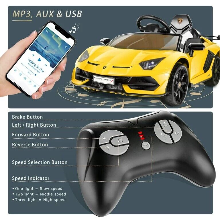 Electric Lamborghini Sian Ride On Car for Kids with Remote Control and MP3 Player - Perfect Gift for Kids!