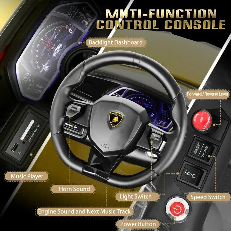 12V Lamborghini Kids Electric Ride On Car with Remote Control, MP3 Player & LED Lights