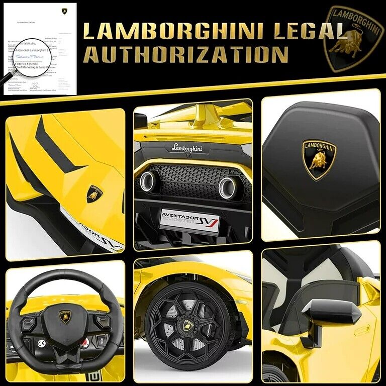 12V Lamborghini Kids Electric Ride On Car with Remote Control, MP3 Player & LED Lights
