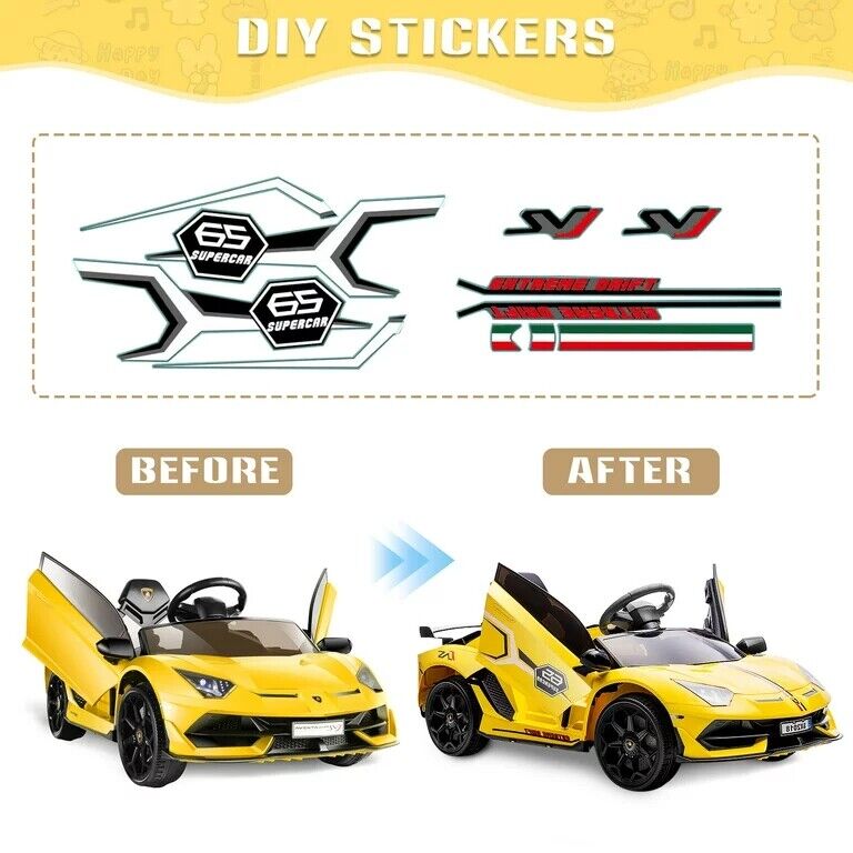 12V Lamborghini Kids Electric Ride On Car with Remote Control, MP3 Player & LED Lights